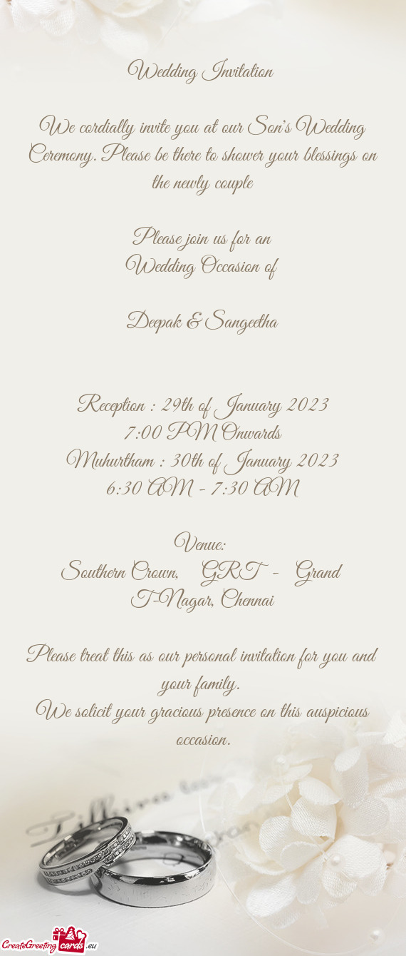 Reception : 29th of January 2023