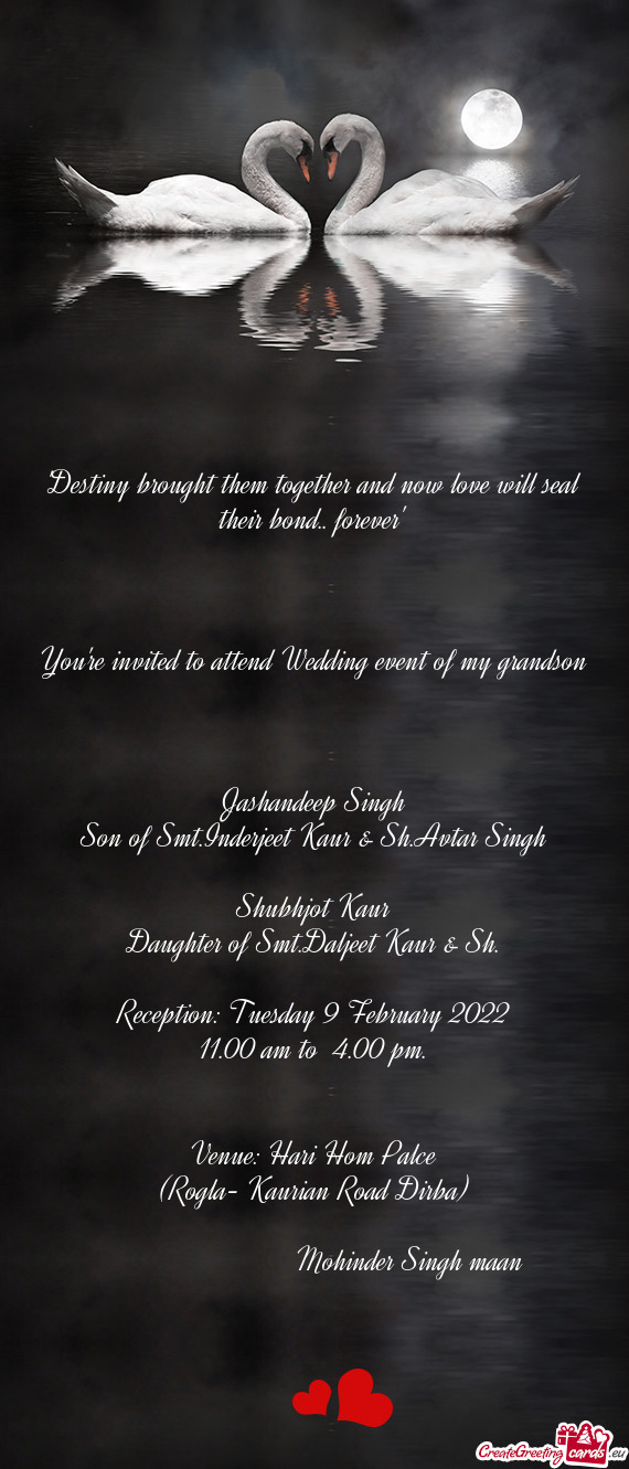 Reception: Tuesday 9 February 2022