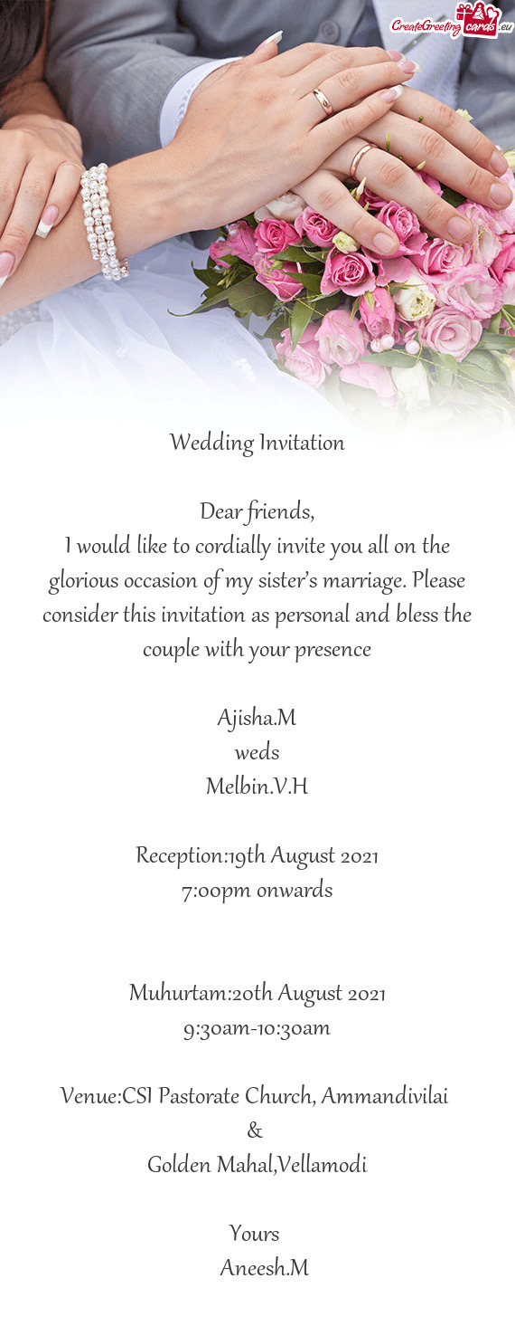 Reception:19th August 2021