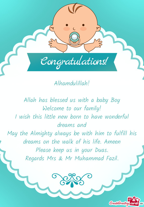 Regards Mrs & Mr Muhammad Fazil