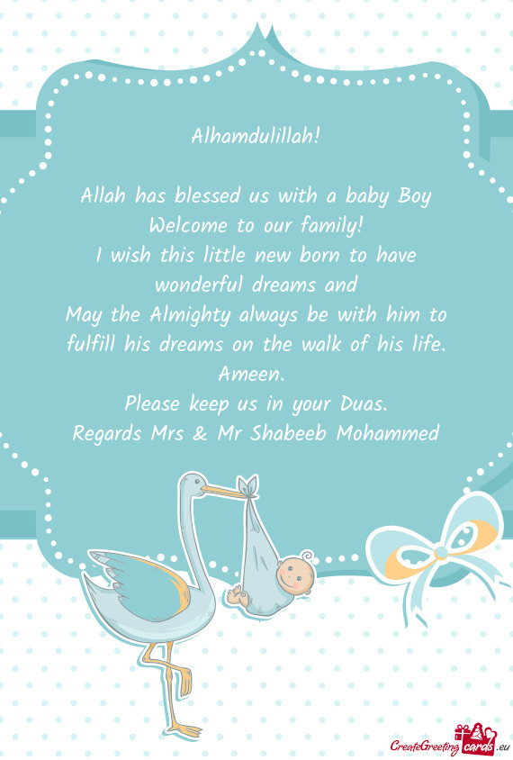 Regards Mrs & Mr Shabeeb Mohammed