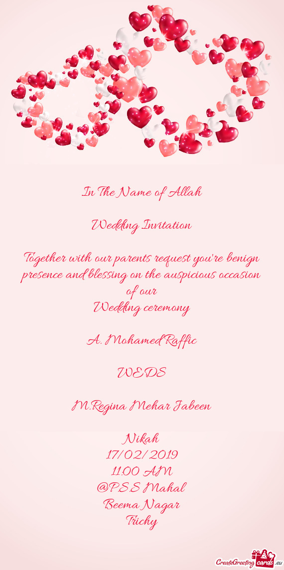 Regina Mehar Jabeen
 
 Nikah
 17/02/2019
 11