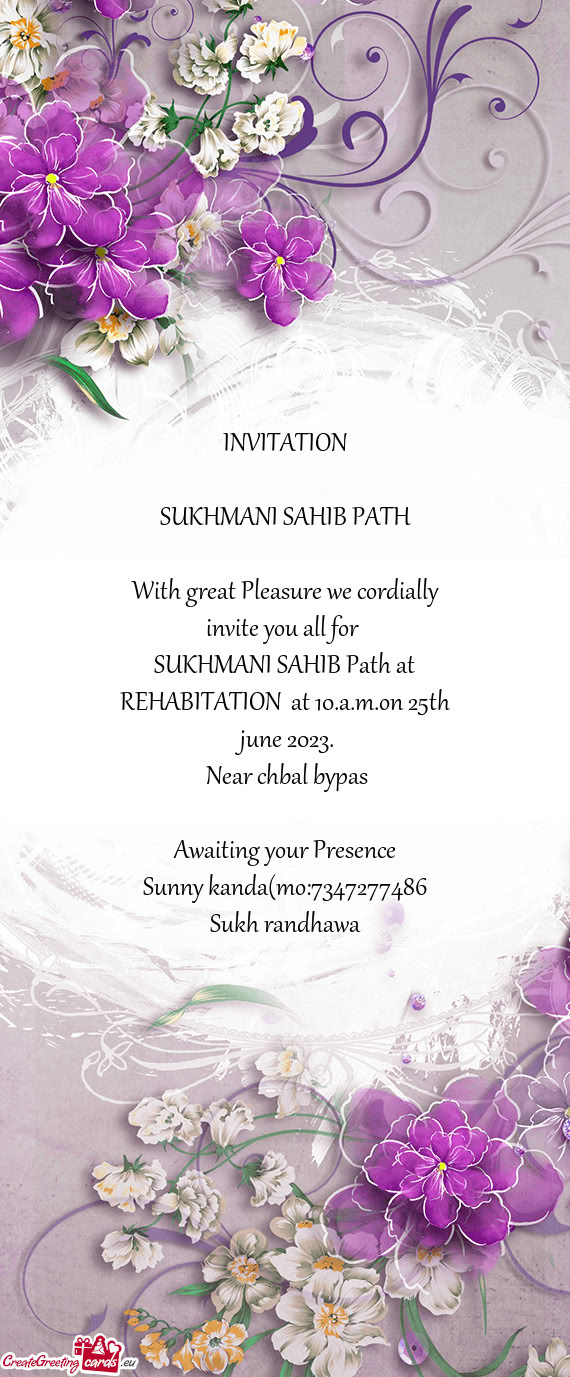 REHABITATION at 10.a.m.on 25th