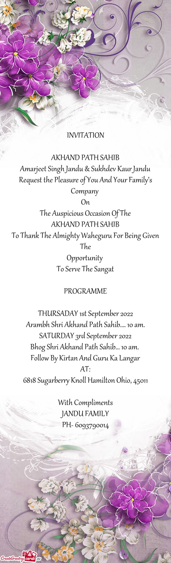 Request the Pleasure of You And Your Family’s Company