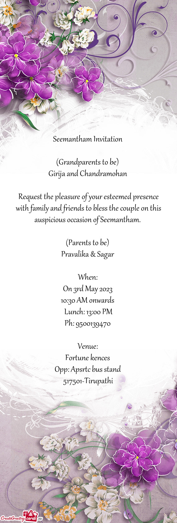 Request the pleasure of your esteemed presence with family and friends to bless the couple on this a