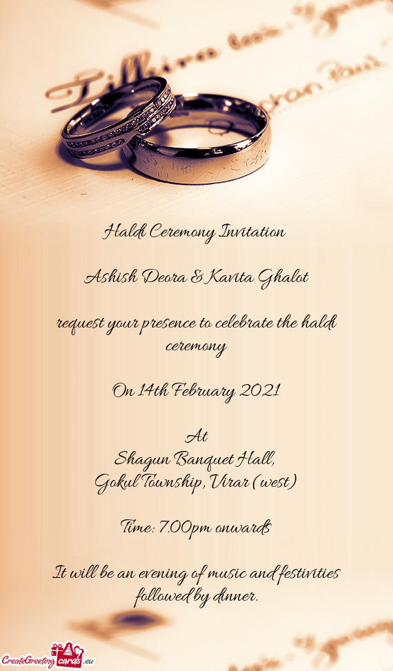 Request your presence to celebrate the haldi ceremony