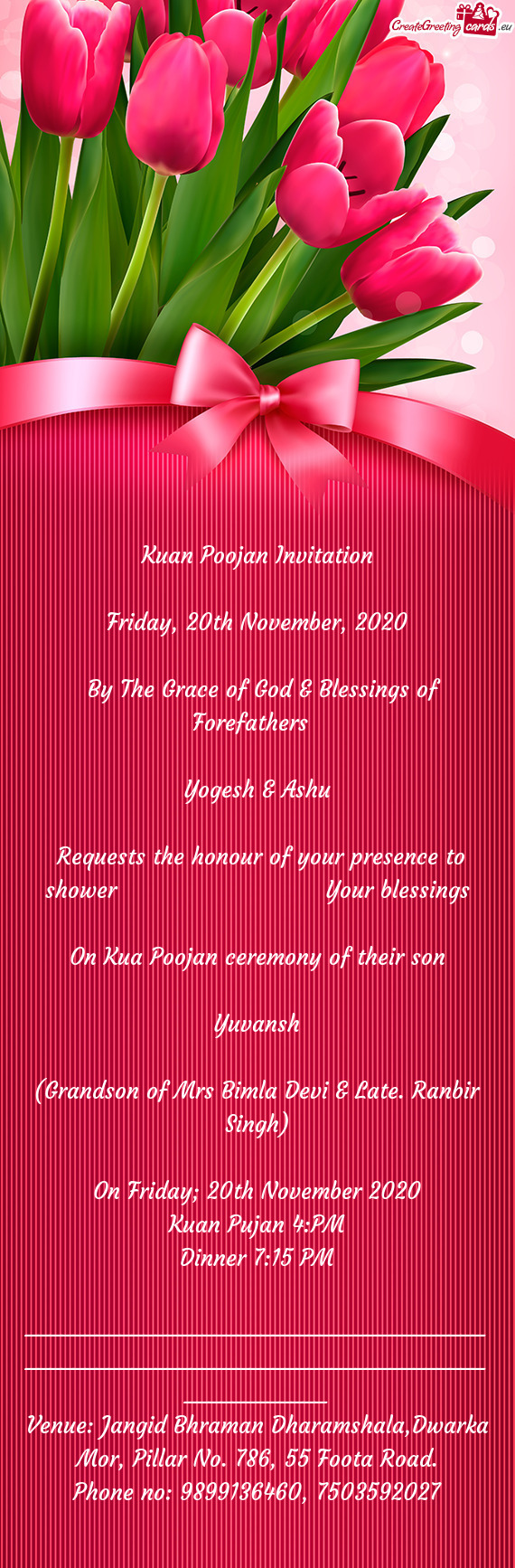 Requests the honour of your presence to shower        Your blessings