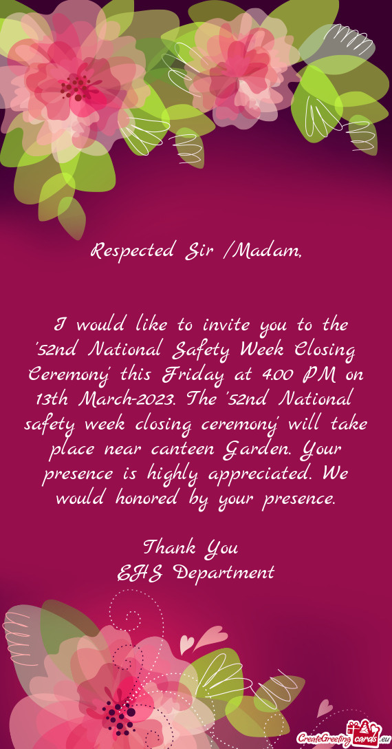 Respected Sir /Madam