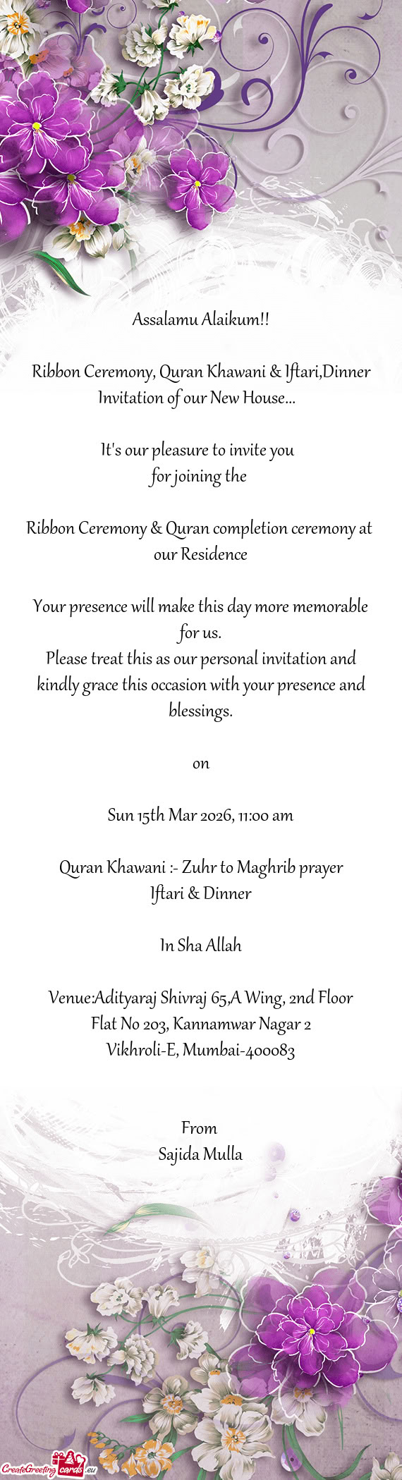 Ribbon Ceremony, Quran Khawani & Iftari,Dinner Invitation of our New House...🏡