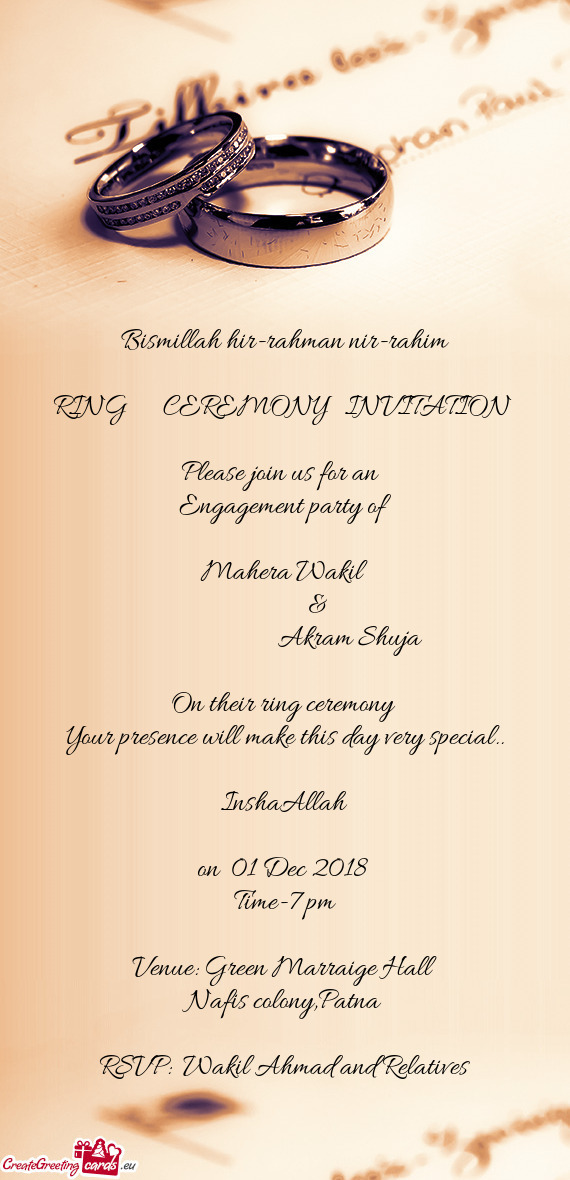 RING  CEREMONY INVITATION