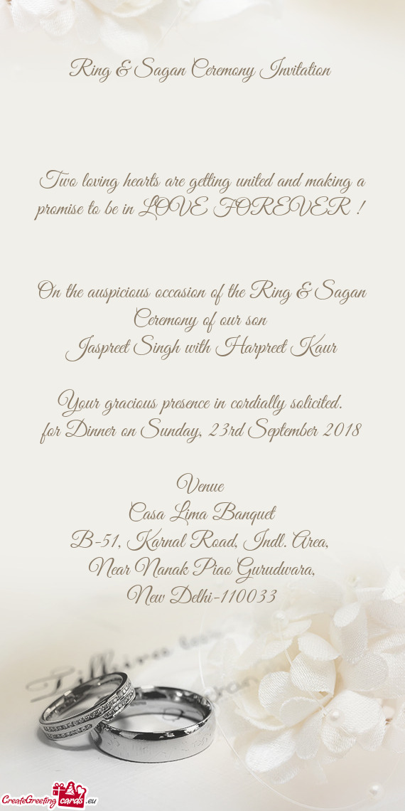 Ring & Sagan Ceremony Invitation