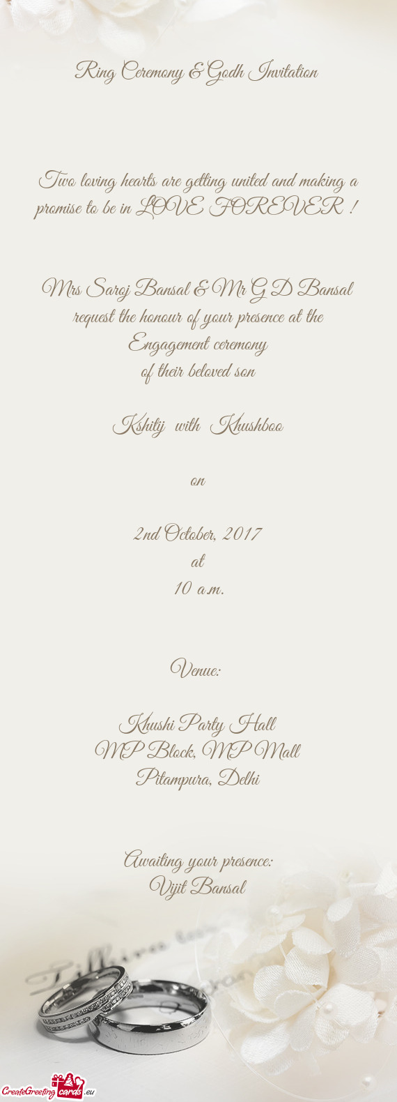 Ring Ceremony & Godh Invitation