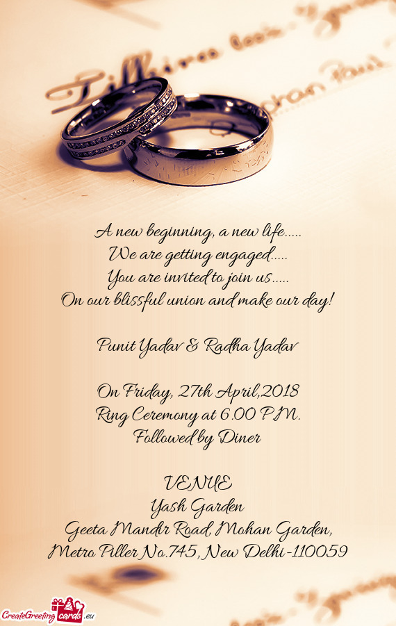 Ring Ceremony at 6.00 P.M