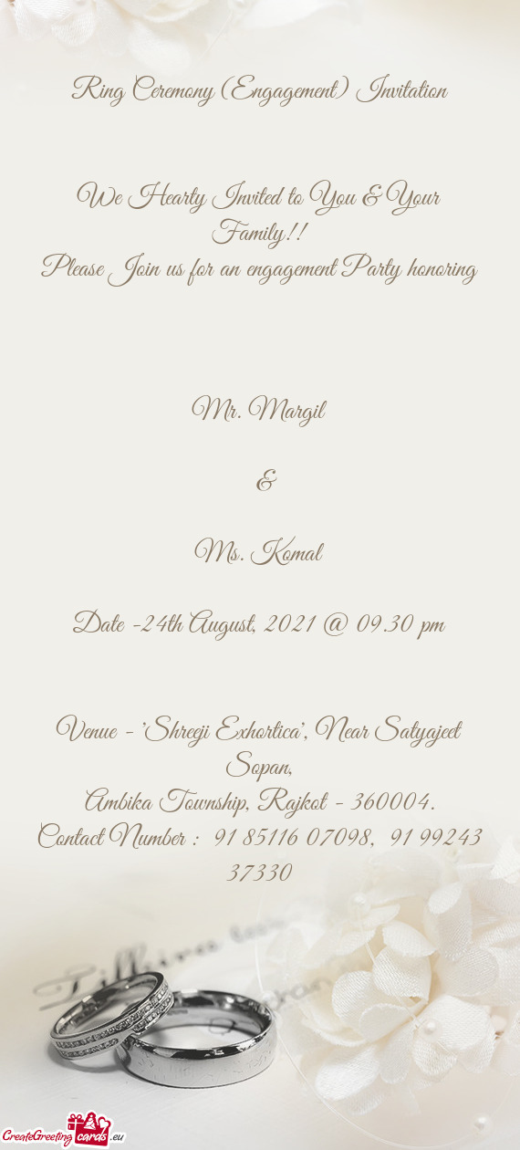 Ring Ceremony (Engagement) Invitation