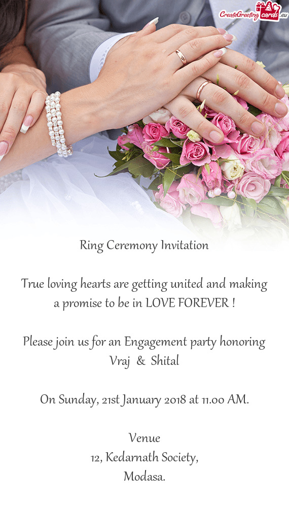 Ring Ceremony Invitation    True loving hearts are getting