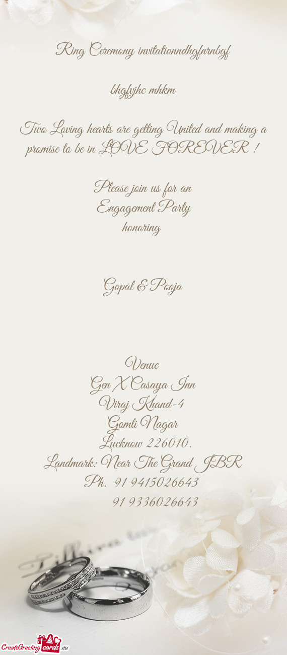 Ring Ceremony invitationndhgfnrnbgf