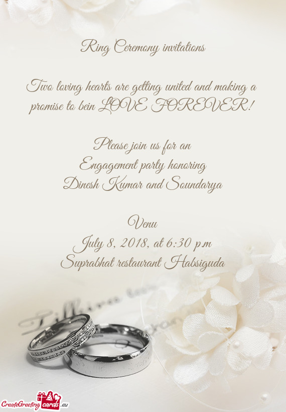 Ring Ceremony invitations