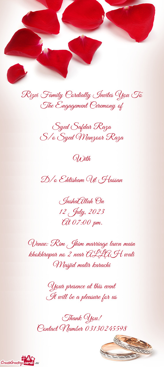 Rizvi Family Cordially Invites You To