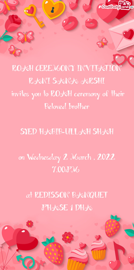 ROAH CEREMONY INVITATION