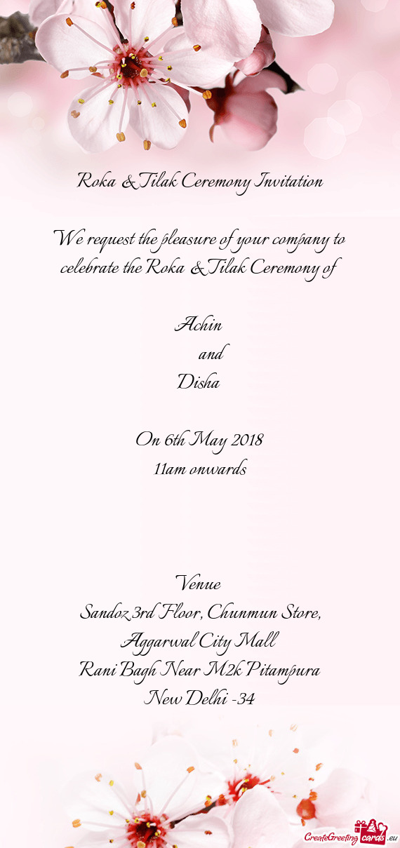 Roka & Tilak Ceremony Invitation