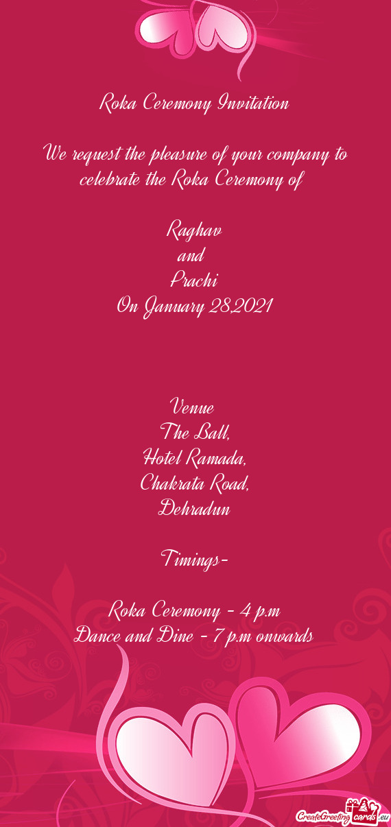 Roka Ceremony - 4 p.m