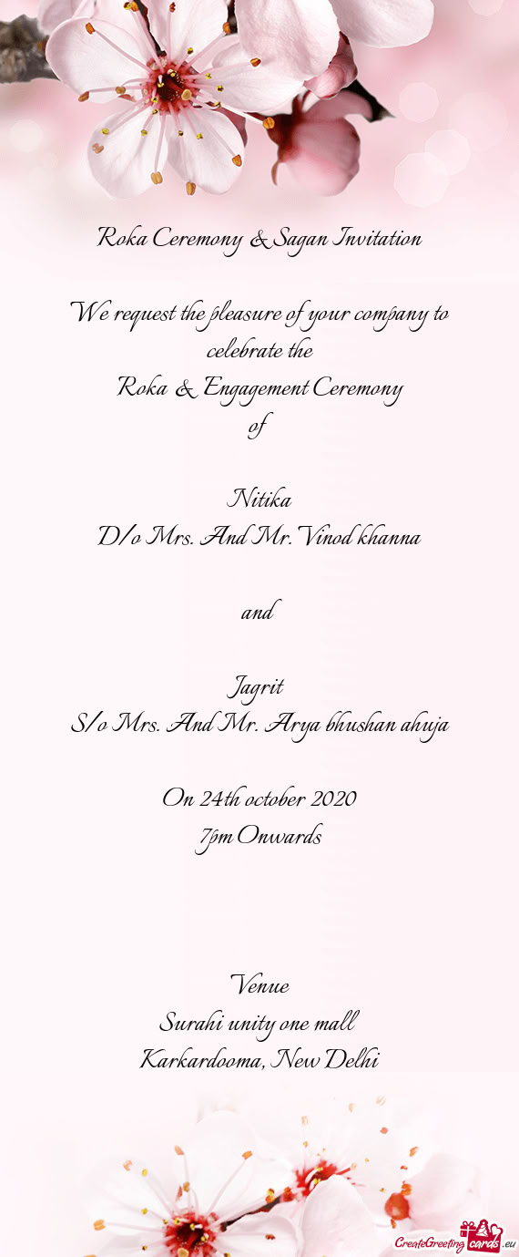 Roka Ceremony & Sagan Invitation