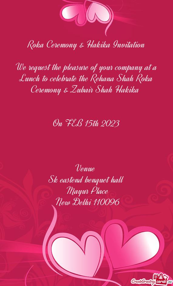 Roka Ceremony & Hakika Invitation