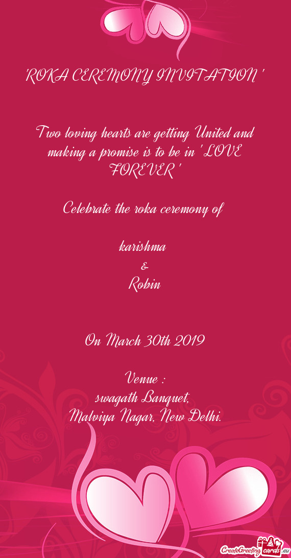 "ROKA CEREMONY INVITATION "