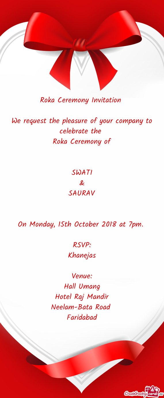 Roka Ceremony Invitation 