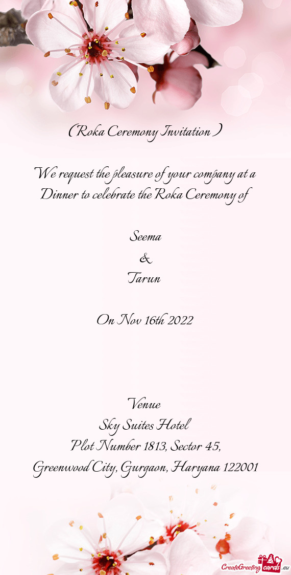 ( Roka Ceremony Invitation )