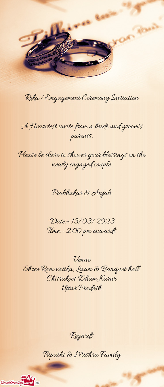 Roka /Engagement Ceremony Invitation