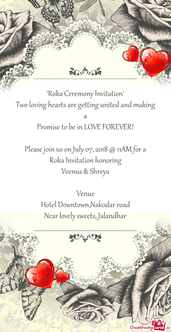 Roka Invitation honoring