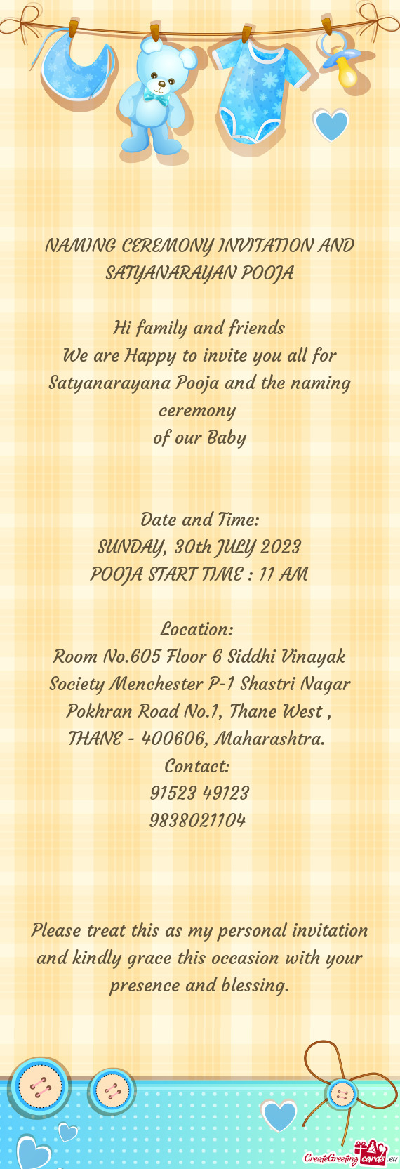 Room No.605 Floor 6 Siddhi Vinayak Society Menchester P-1 Shastri Nagar Pokhran Road No.1, Thane Wes