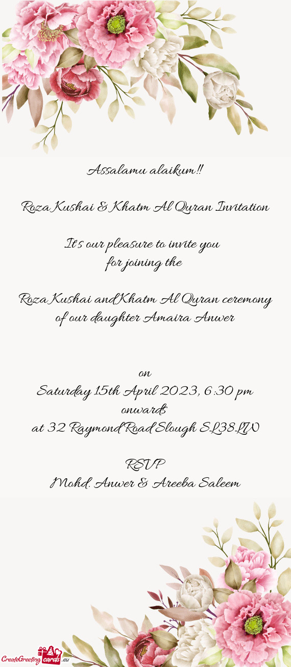 Roza Kushai and Khatm Al Quran ceremony of our daughter Amaira Anwer