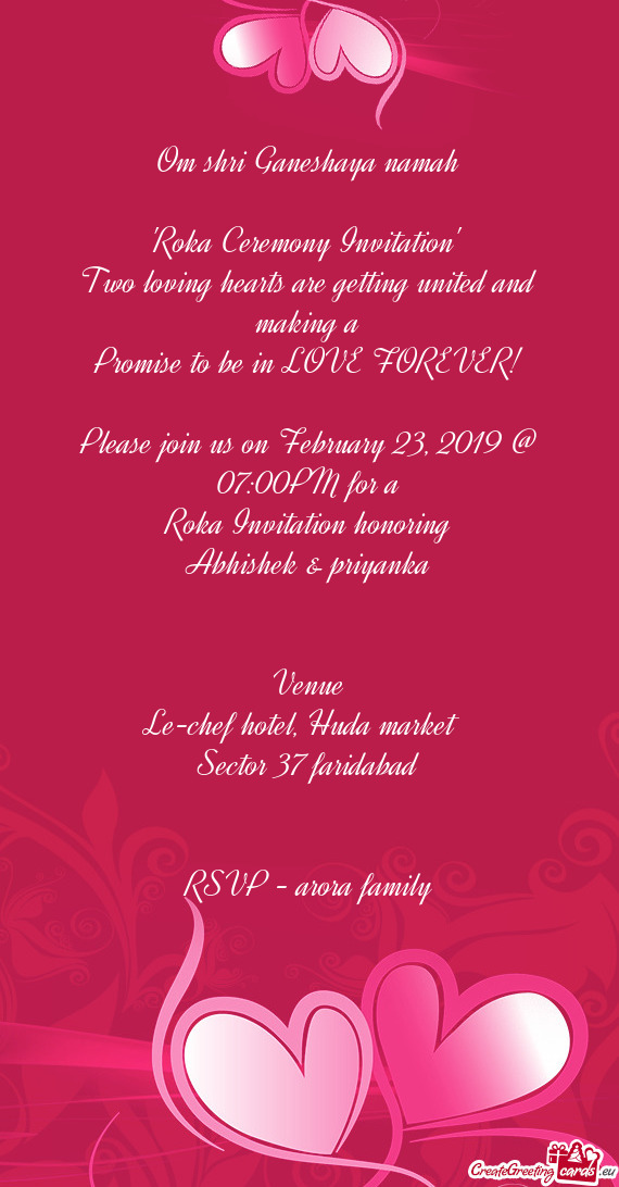 RSVP - arora family