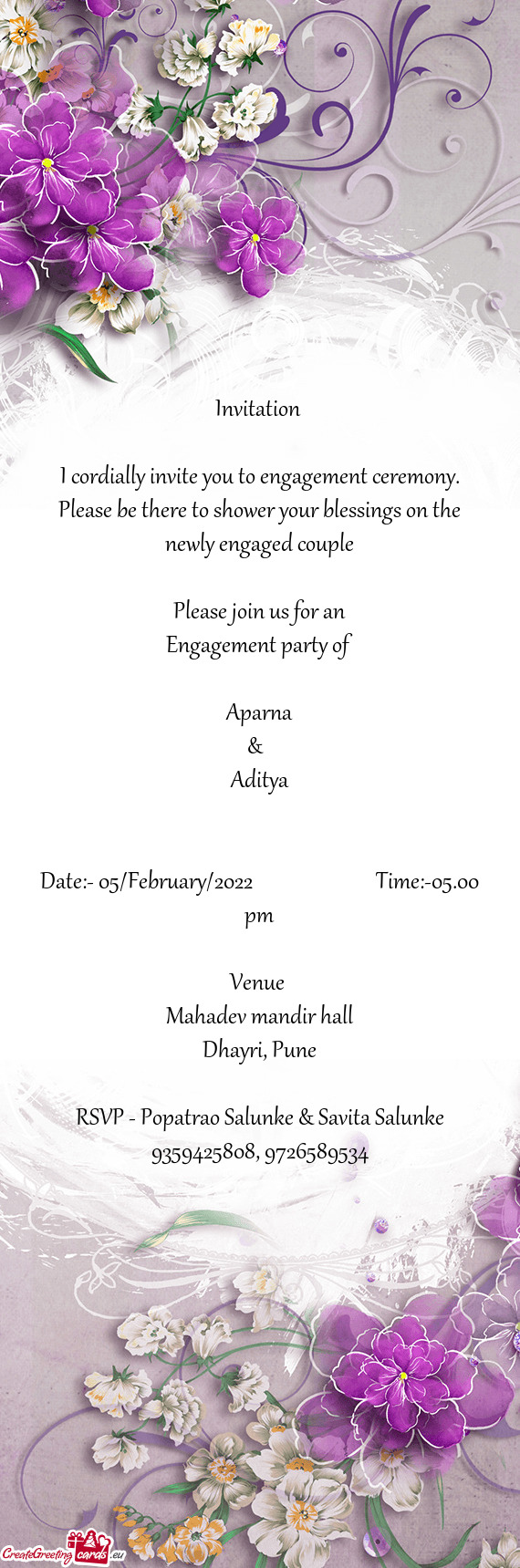 RSVP - Popatrao Salunke & Savita Salunke