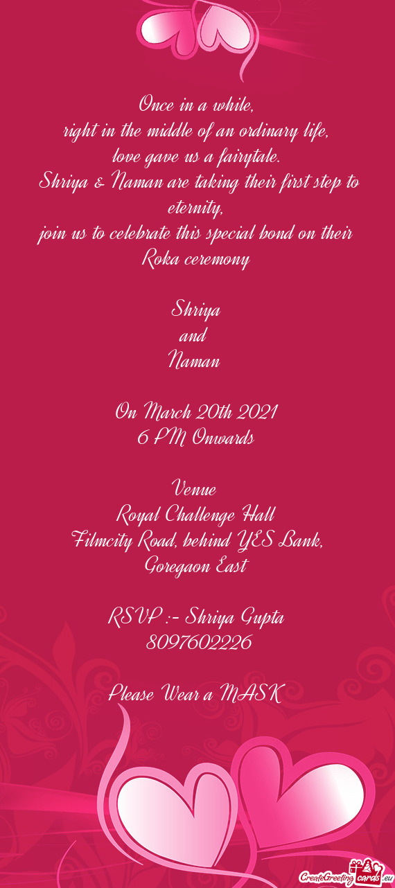 RSVP :- Shriya Gupta