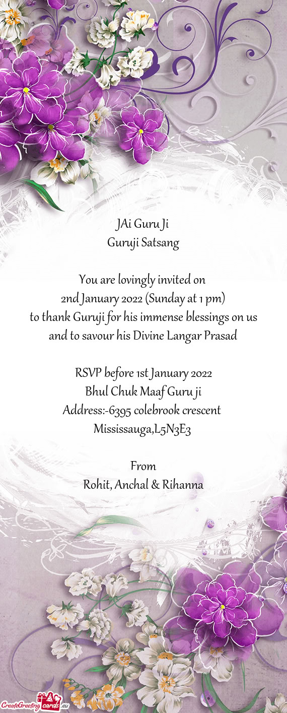 RSVP before 1st January 2022