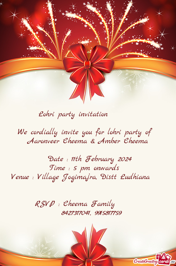 RSVP : Cheema Family