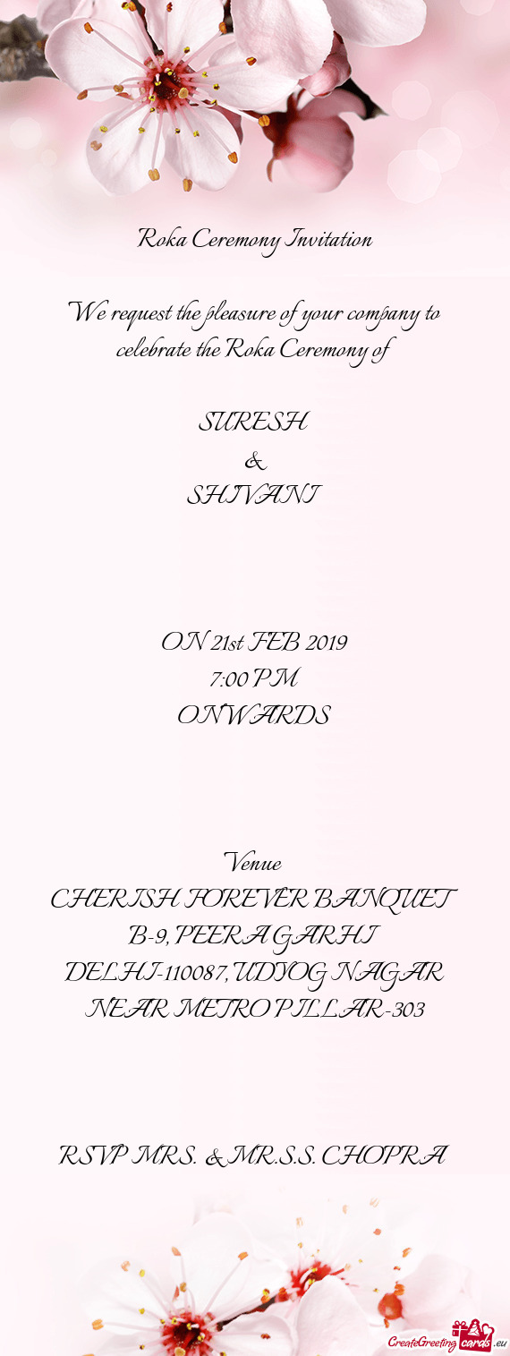 RSVP MRS. & MR.S.S. CHOPRA