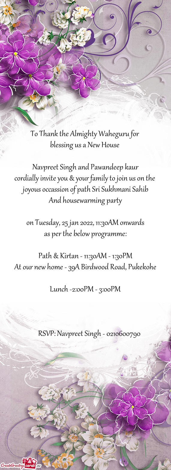 RSVP: Navpreet Singh - 0210600790