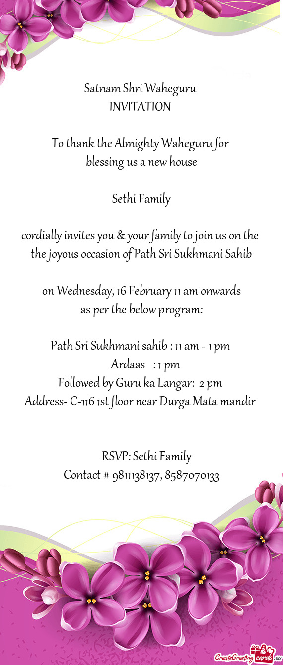 RSVP: Sethi Family