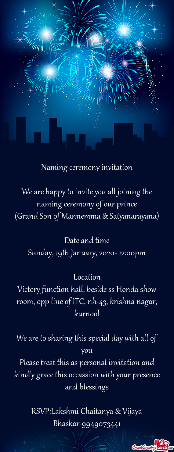 RSVP:Lakshmi Chaitanya & Vijaya Bhaskar-9949073441