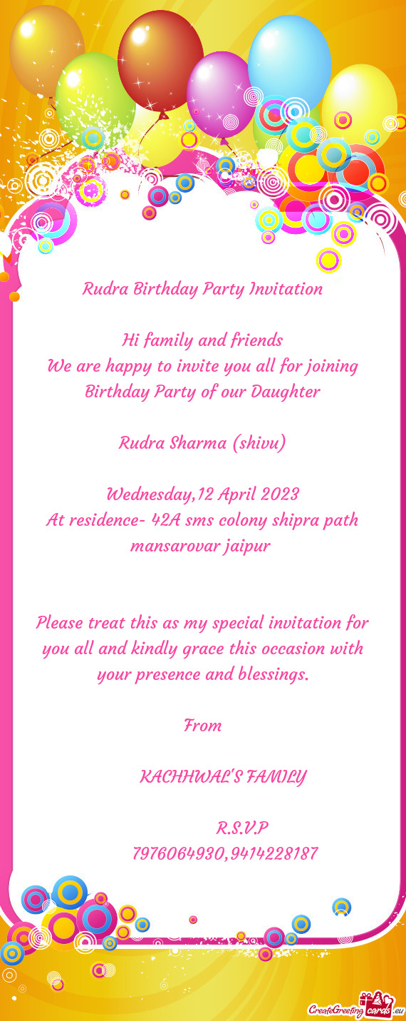 Rudra Birthday Party Invitation