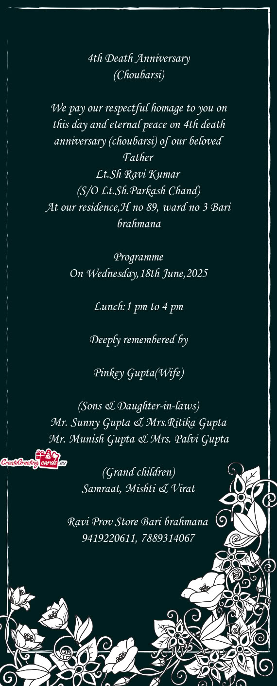 (S/O Lt.Sh.Parkash Chand)