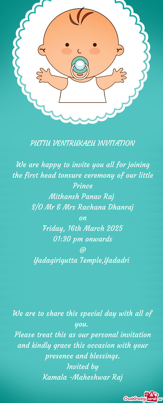 S/O Mr & Mrs Rachana Dhanraj