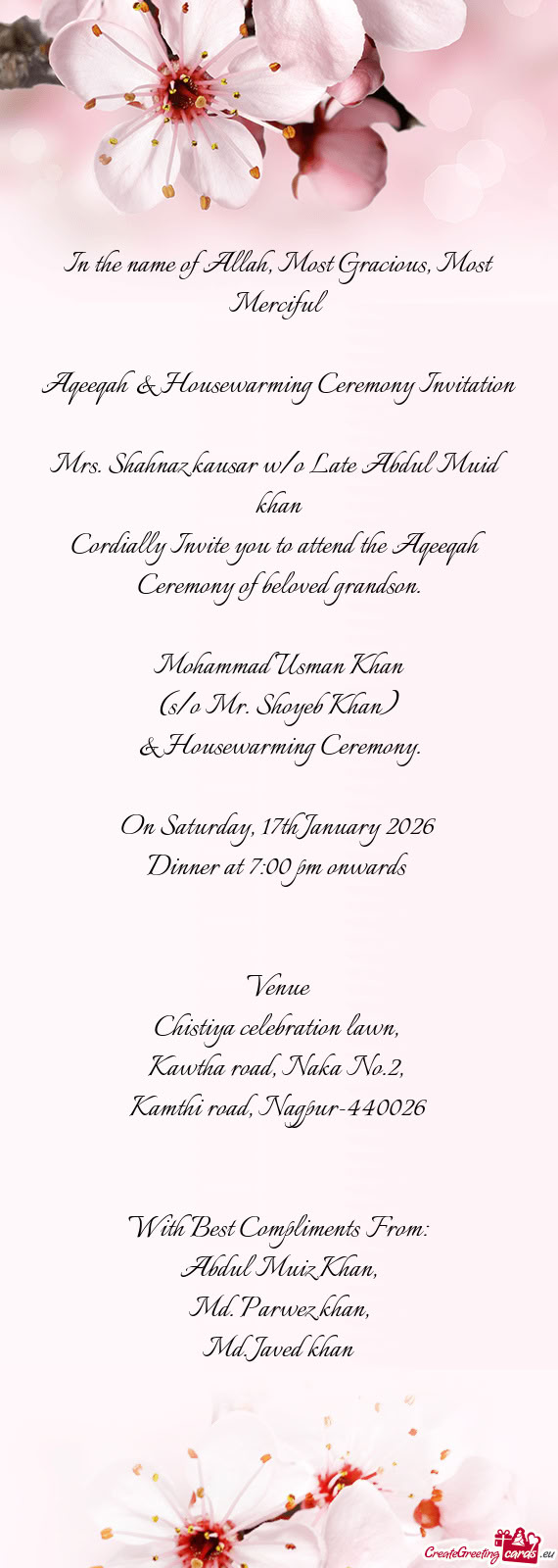 (s/o Mr. Shoyeb Khan)