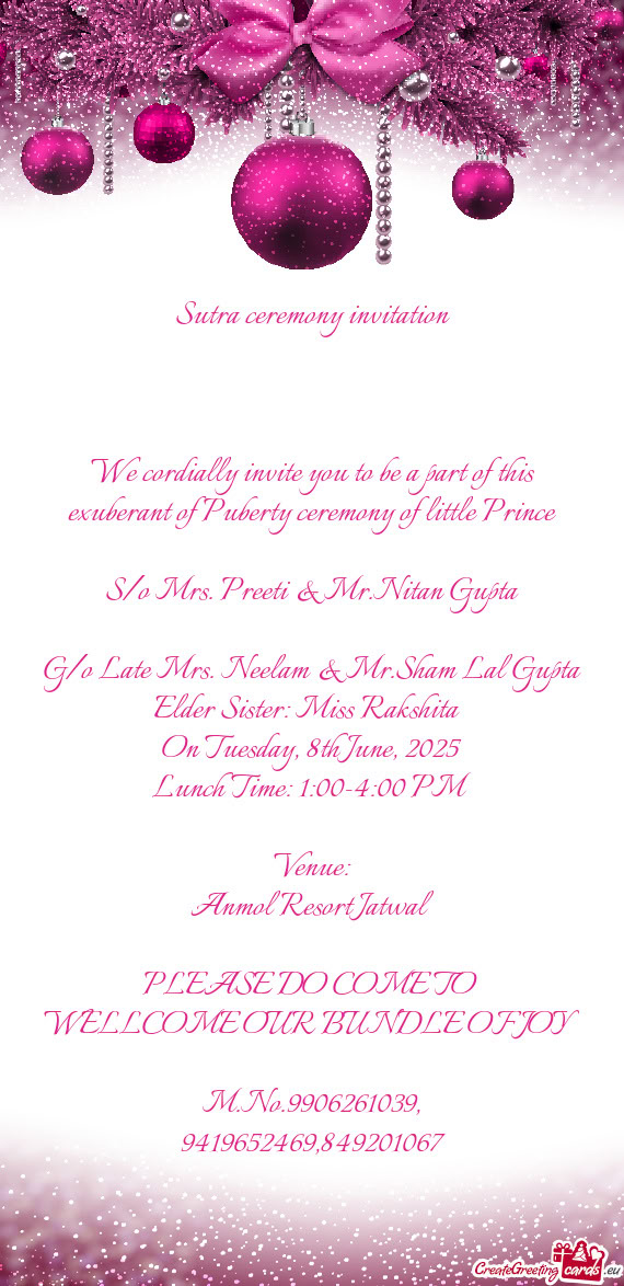 S/o Mrs. Preeti & Mr.Nitan Gupta