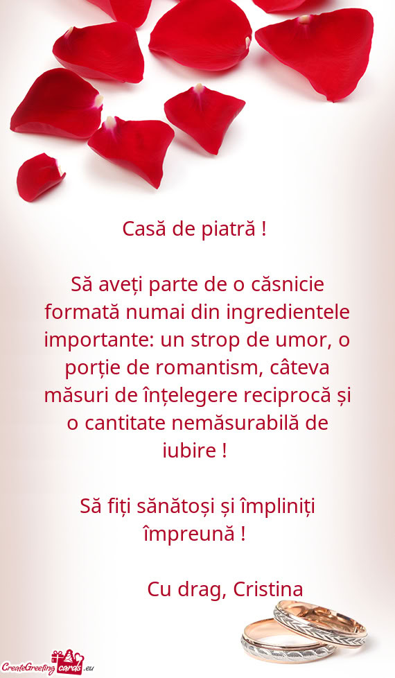 Să aveți parte de o căsnicie formată numai din ingredientele importante: un strop de umor, o por