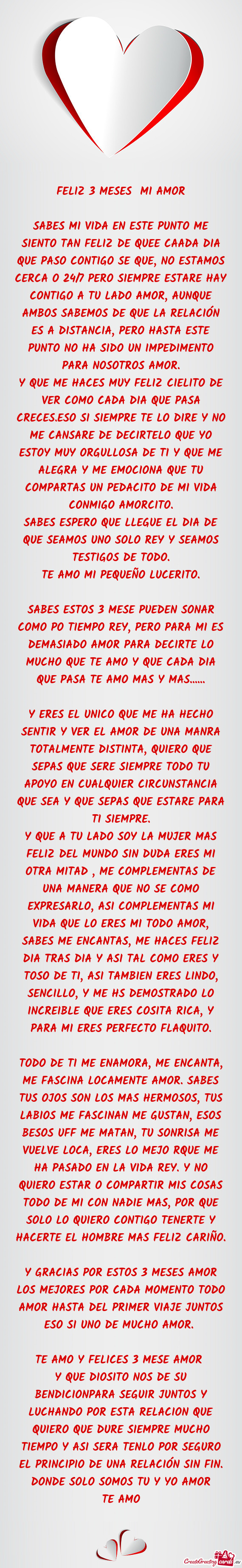 SABES MI VIDA EN ESTE PUNTO ME SIENTO TAN FELIZ DE QUEE CAADA DIA QUE PASO CONTIGO SE QUE, NO ESTAMO